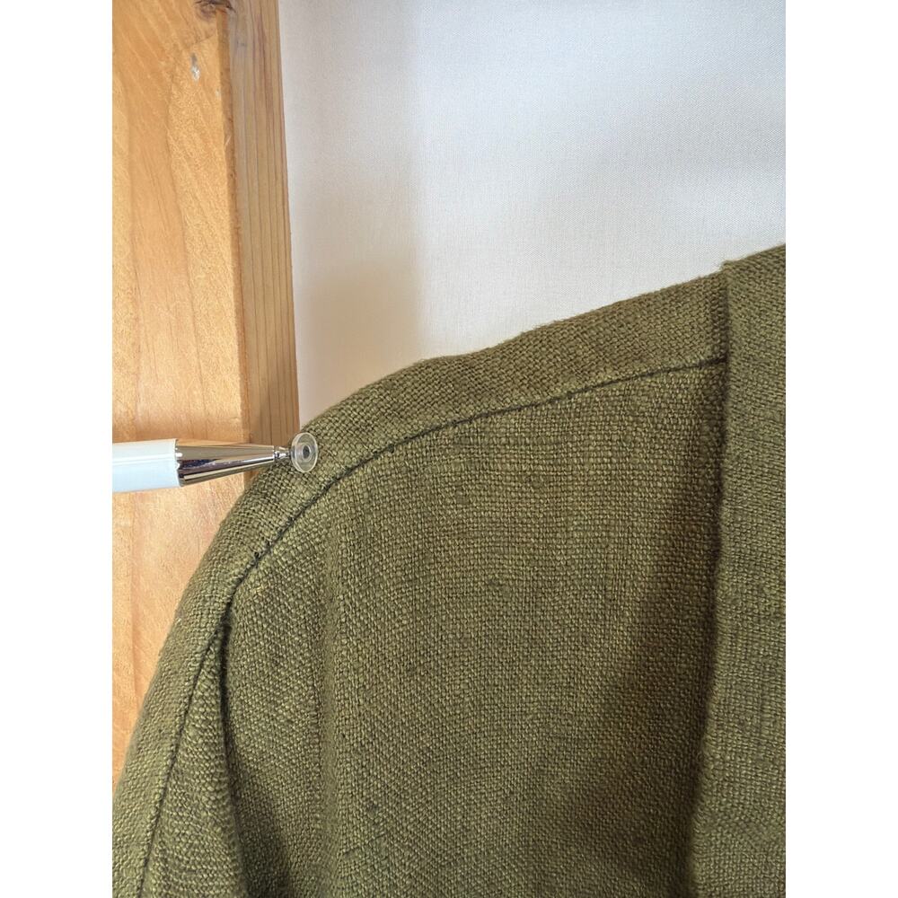 Cynthia Ashby Green Linen Long Sleeve Ruffled Snap Jacket Size XL - Picture 7 of 11
